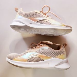 Children's place girl's peach and grey glitter sneaker size: 13